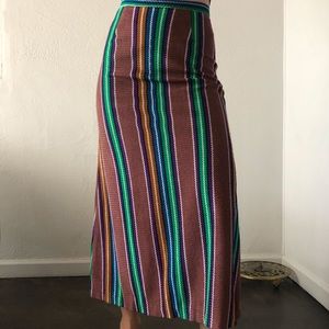 70s Vintage Woven Maxi Striped Boho Skirt